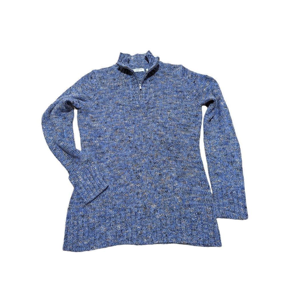 Liz Claiborne Women's Blue Marble 1/4 Zip Sweater Size PL